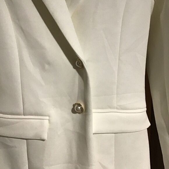 Ivory Feather Embellished Pearl Rhinestone Blazer Dress Women's Size M Wedding - Picture 4 of 7